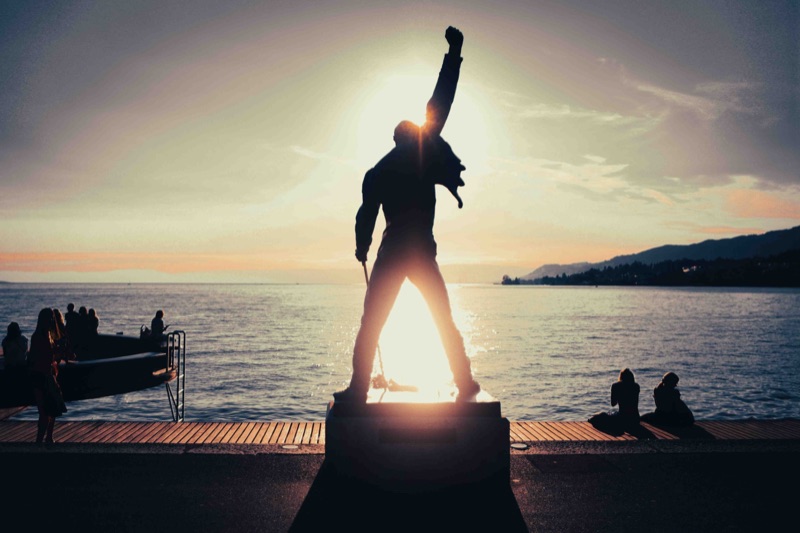 The Freddie Mercury statue on Lake Geneva.